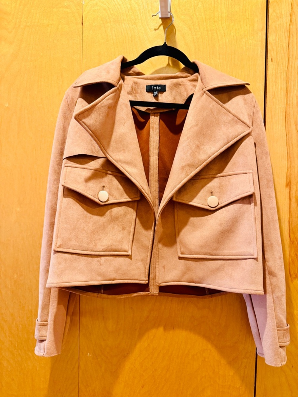NWOT Fate Camel Suede Utility Jacket Size Medium